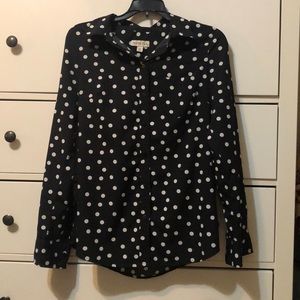 Black with white polka dots women’s dress shirt